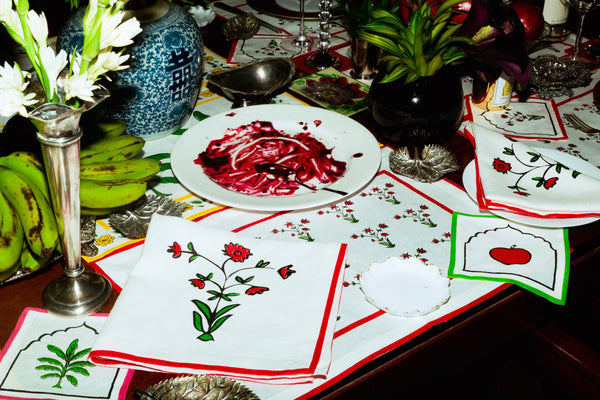 Crimson Pietra Dura Napkins