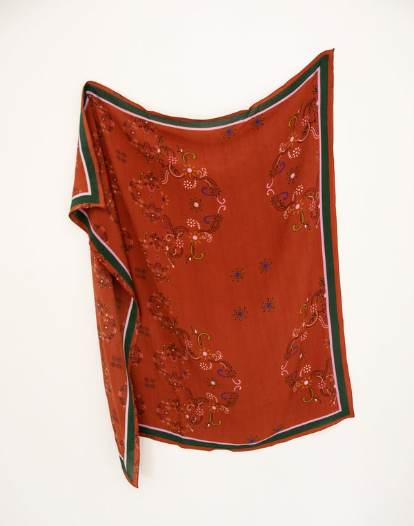 Amalia Brick Silk Scarf