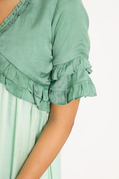 Teal Tea Green Frill Dress