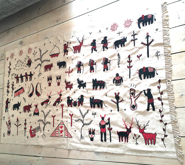 Embroidered Throw Blanket Beige