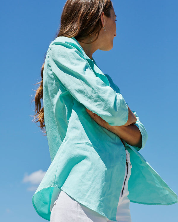 Ibiza Green Rouched Sleeve Shirt