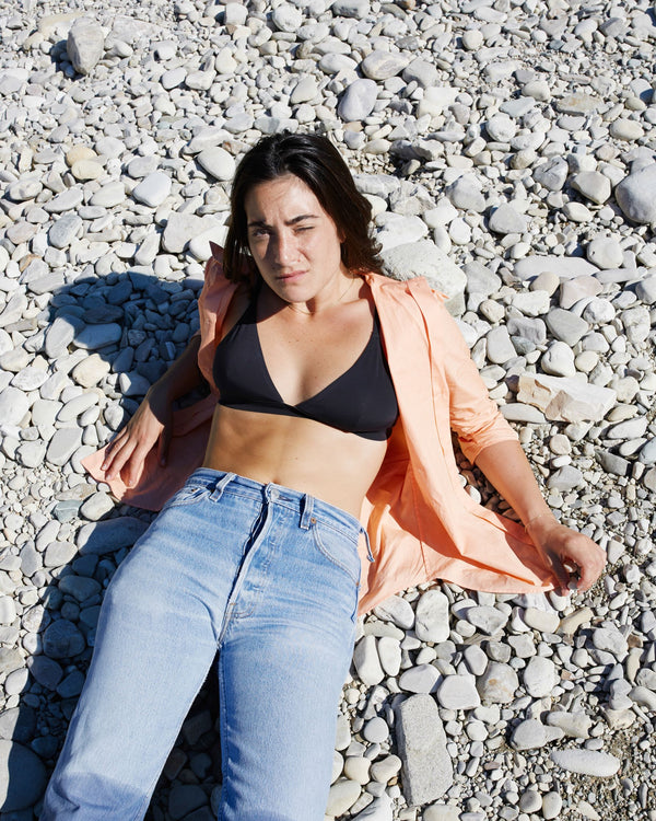 Light Tangerine Rouched Sleeve Shirt