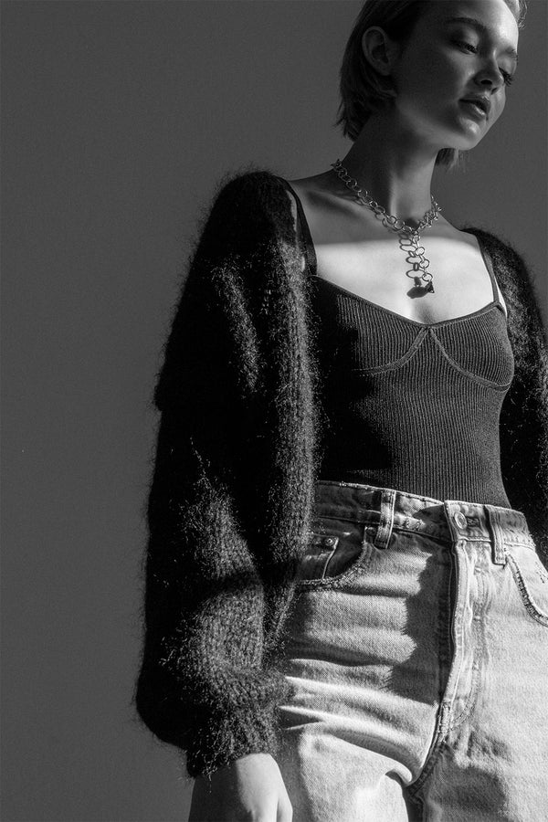 Mohair Bomber Cardigan