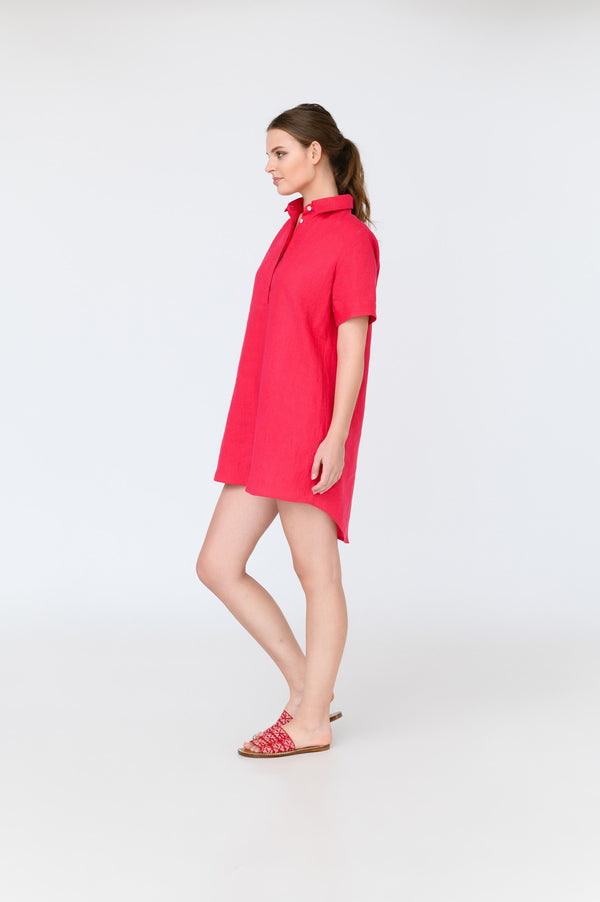 Elza Short Sleeve Linen Mini Dress