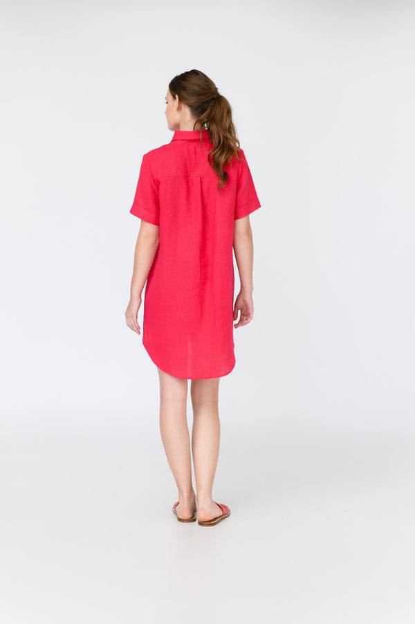 Elza Short Sleeve Linen Mini Dress