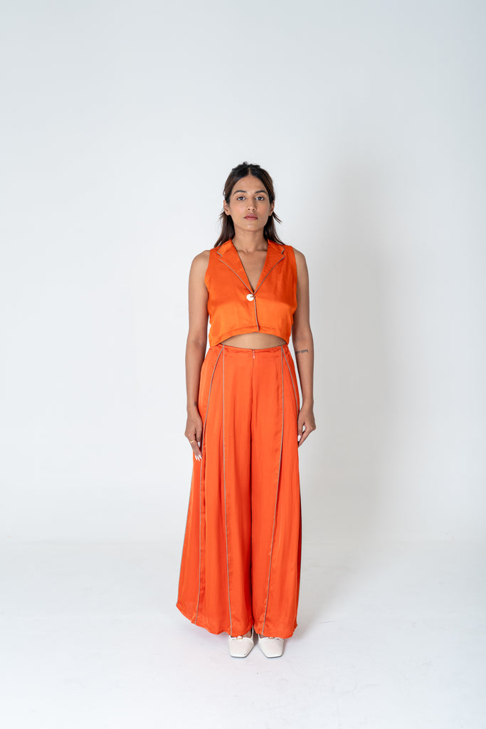 Orange Sleeveless Waistcoat Co-ord Set