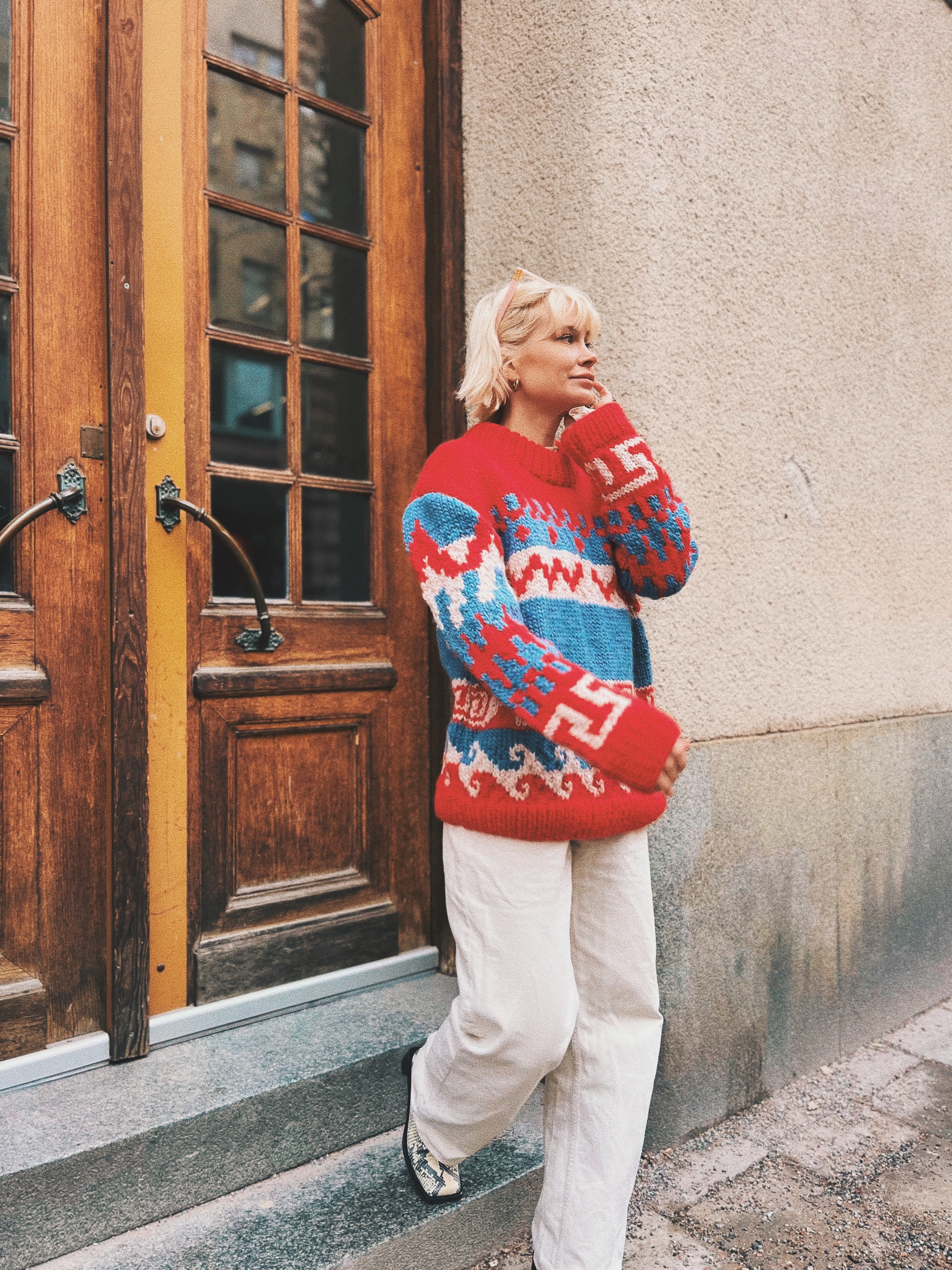 Libra Studio Aegean Sea Chunky Woolen Red Sweater Oeko-tex 