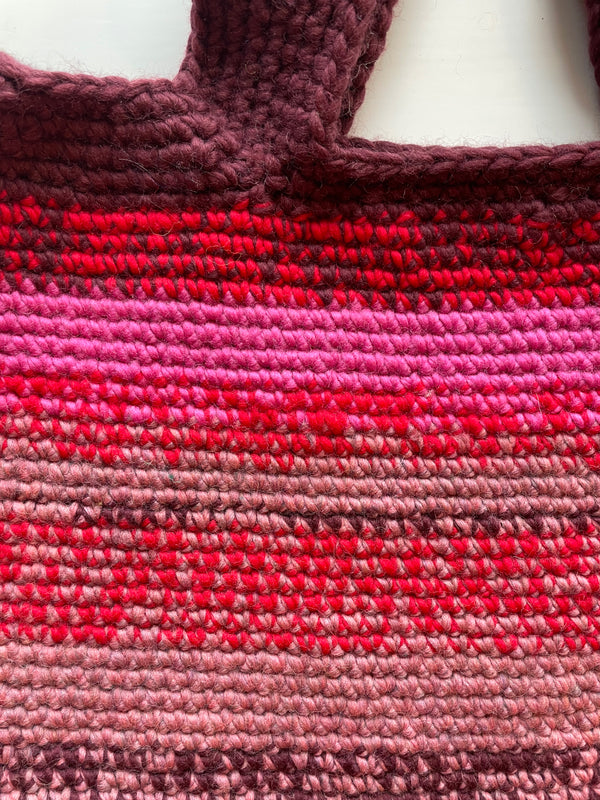 Pink Chunky Woolen Tote Bag