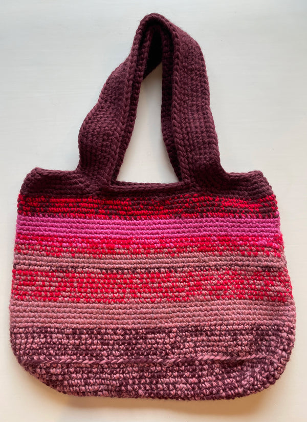 Pink Chunky Woolen Tote Bag