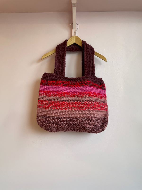 Pink Chunky Woolen Tote Bag