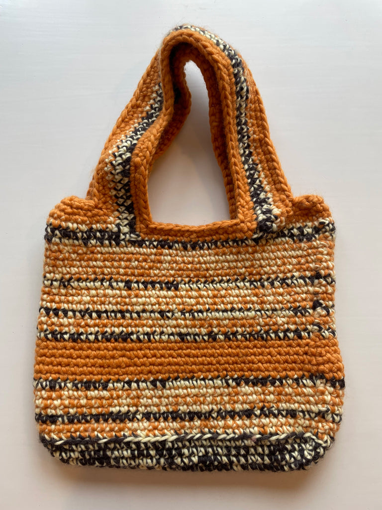 Libra Studio Orange Chunky Handbag Knitted Wool Tote Bag Trending