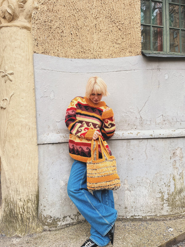 Orange Chunky Woolen Handbag