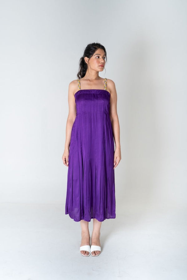 Color Blocked Braided Sleeveless Purple Maxi Dress