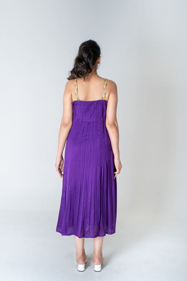 Color Blocked Braided Sleeveless Purple Maxi Dress