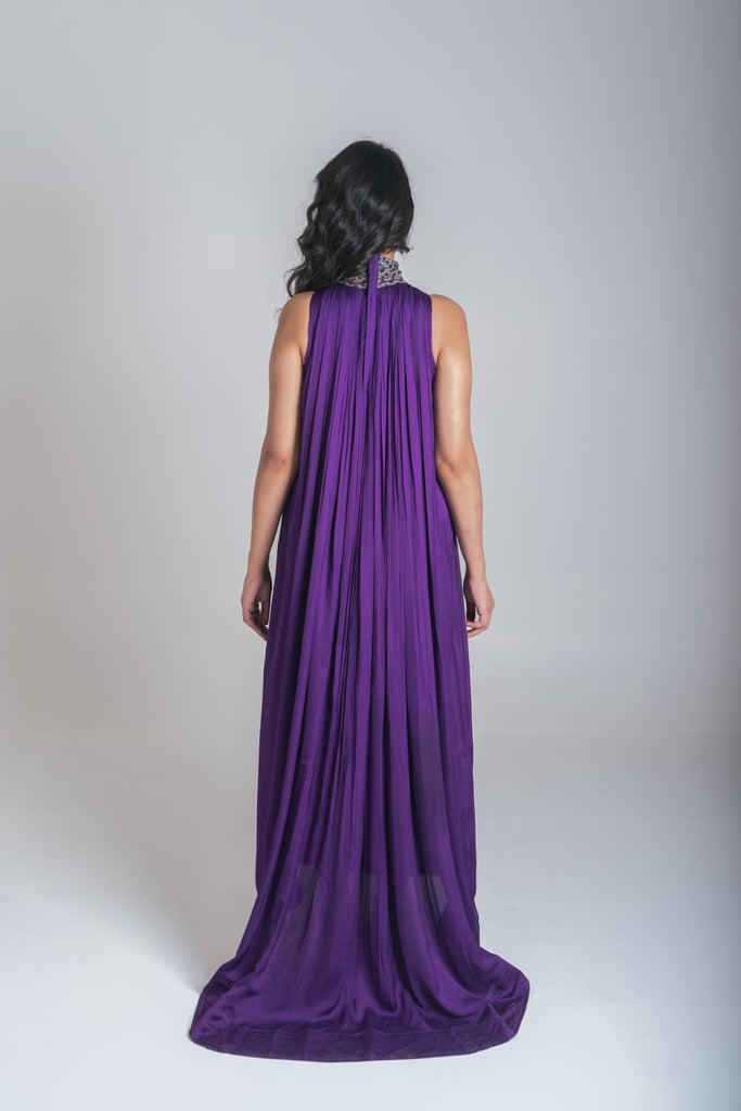 green emerald velvet dress Green And Purple Embroidered Dress-2535 Online UAE main image 0