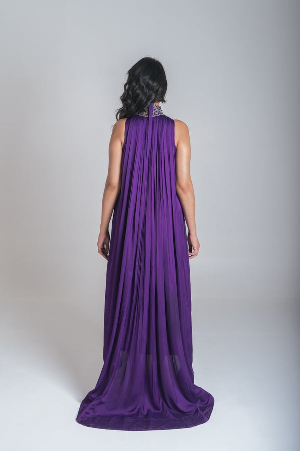 Neora Purple Green Braided Halter Neck Gather Gown Occasion Wear The Fairnest Neora Purple Green Braided Halter Neck Gather Gown Occasion Wear The Fairnest