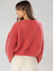 Onika Oeko-tex 100 Raspberry Pink Mohair and Organic Wool Sweater