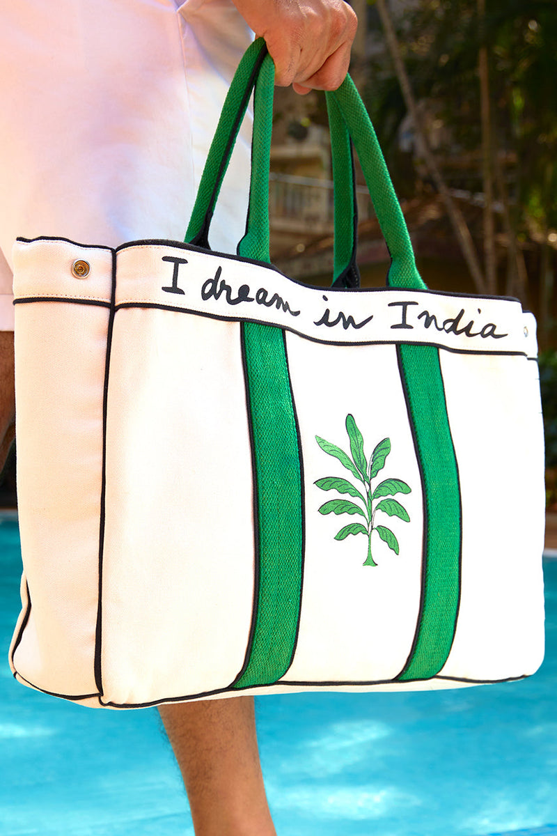 The Ali-bag Tote Bag Forest Green Bombay Art chives I dream in India ...