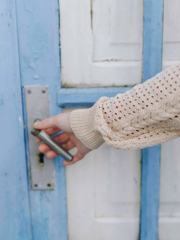 Mallo Sand Organic Cotton Crochet Cardigan