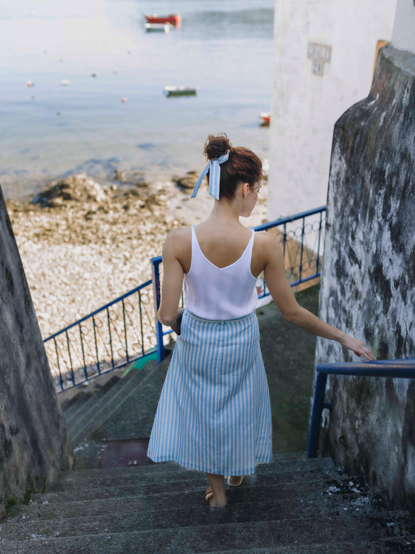 Marola Blue Stripe Linen Skirt