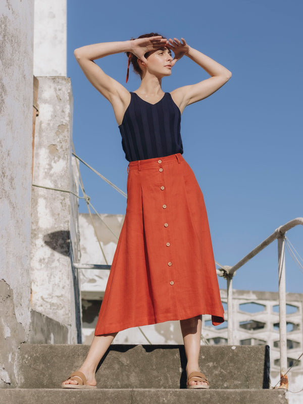 Marola Red Linen Skirt