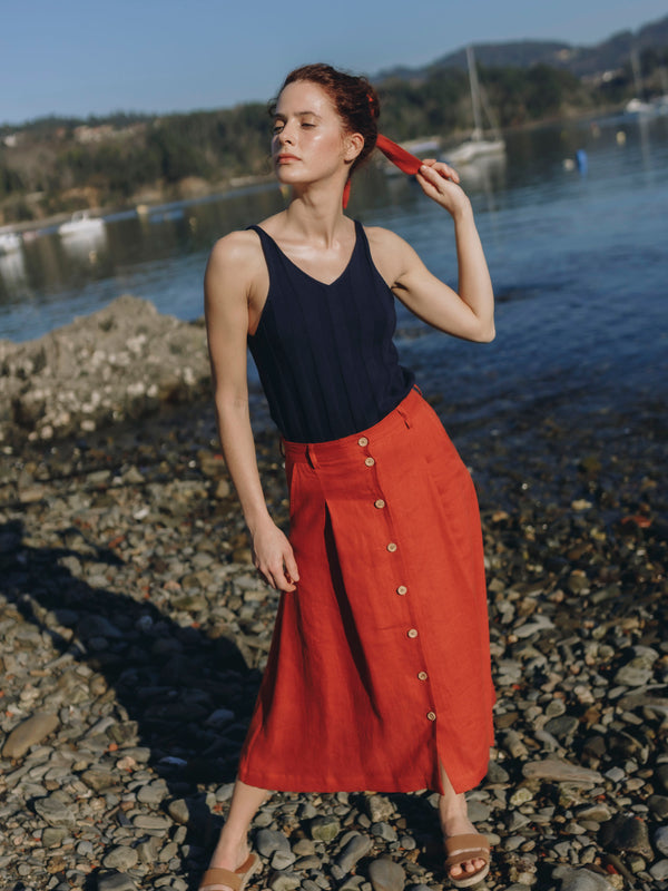 Marola Red Linen Skirt