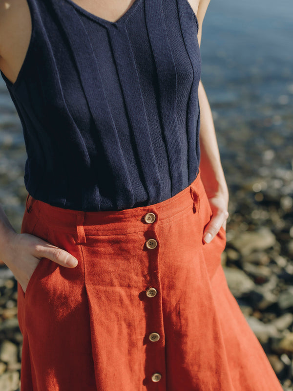 Marola Red Linen Skirt