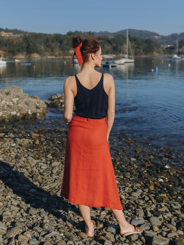 Marola Red Linen Skirt