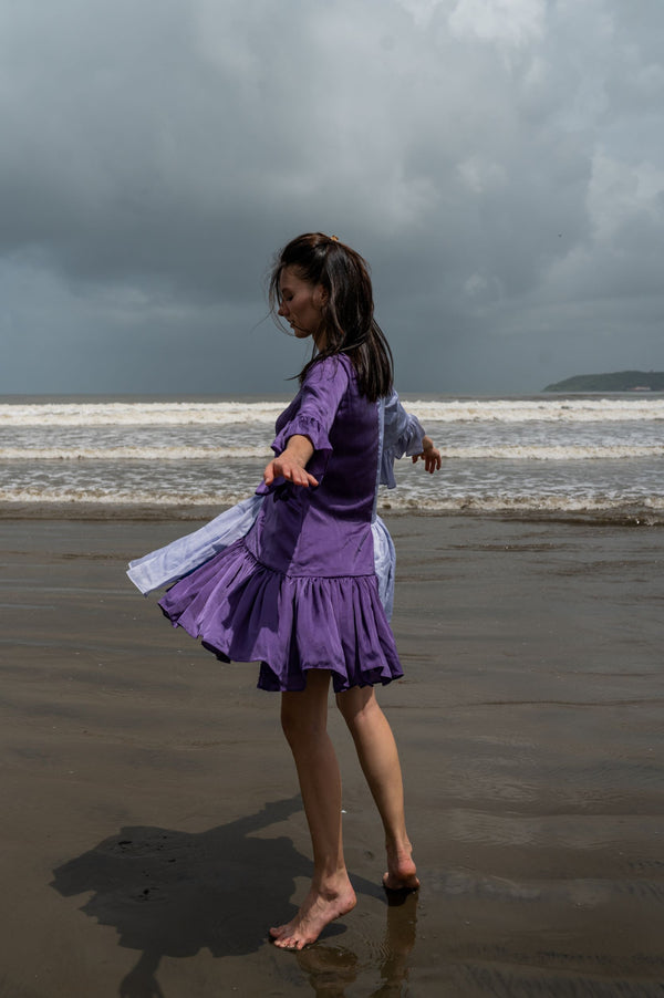 Purple Lilac Half & Half Dress