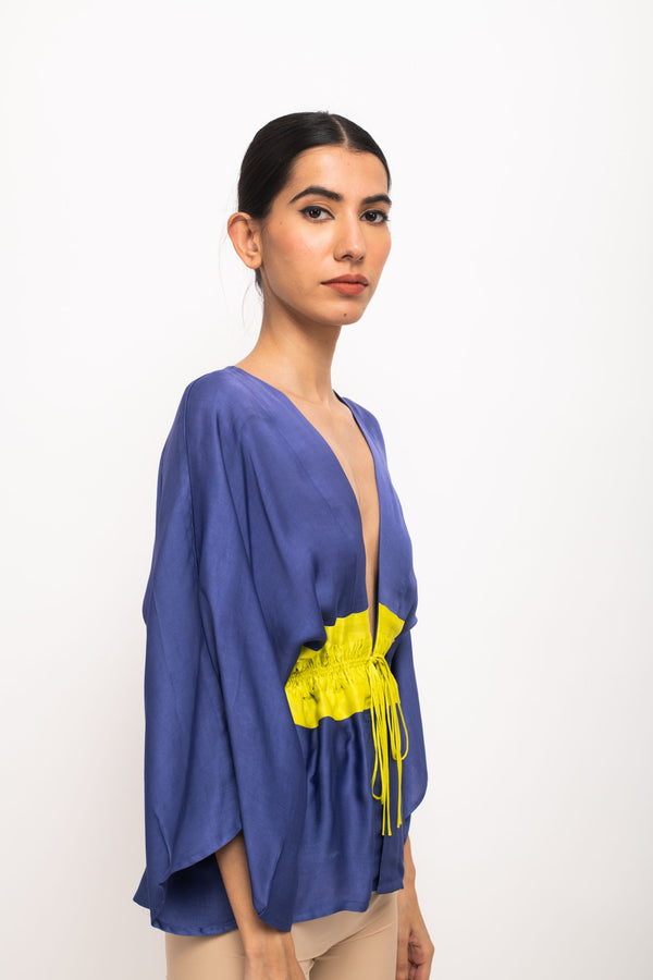 Short Cape with Neon Rouching Detail