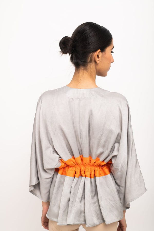 Short Cape with Neon Rouching Detail