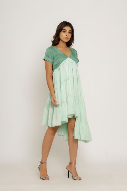 Teal Tea Green Asymmetrical Dress