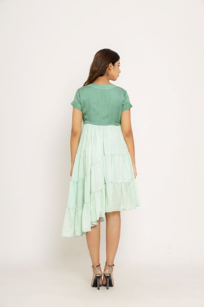 Teal Tea Green Asymmetrical Dress