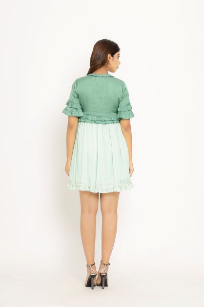 Teal Tea Green Frill Dress