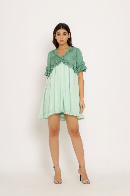 Teal Tea Green Frill Dress