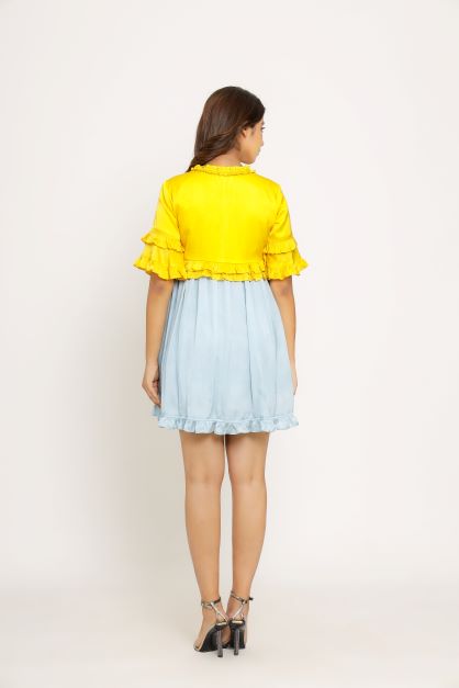 Yellow Ice Blue Frill Dress