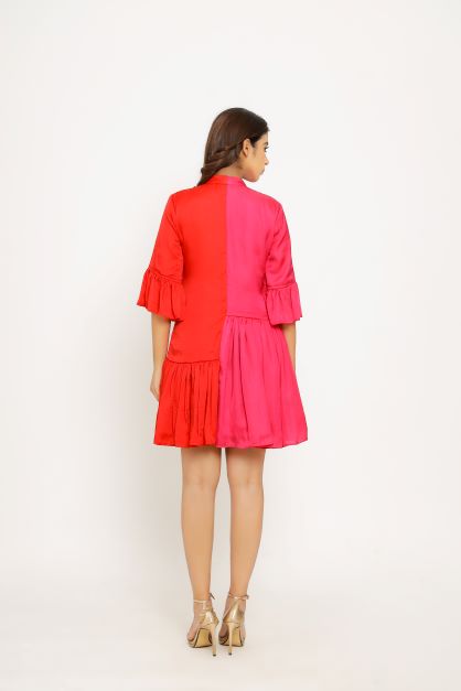 Red Pink Half & Half Dress