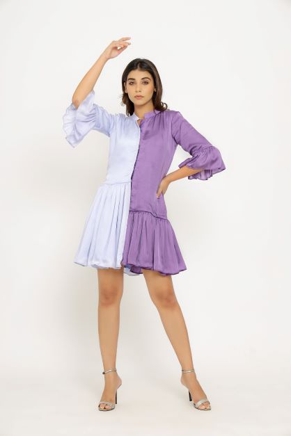 Purple Lilac Half & Half Dress