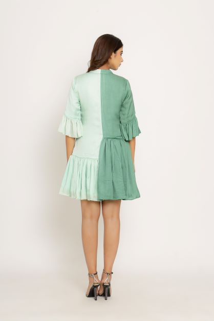 Teal Tea Green Half & Half Dress