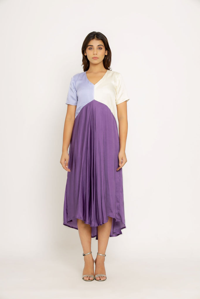 Lilac Color Block Anarkali Gown – Estie Couture