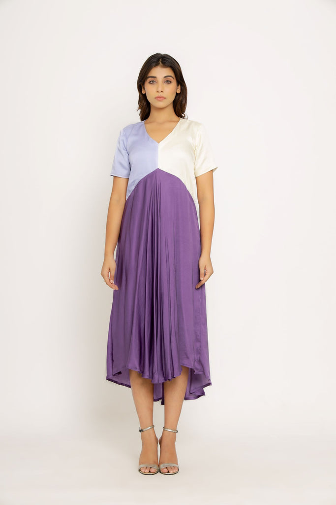 purple color block dress Stay Right There Purple Colorblock Babydoll Dress Shop the Mint