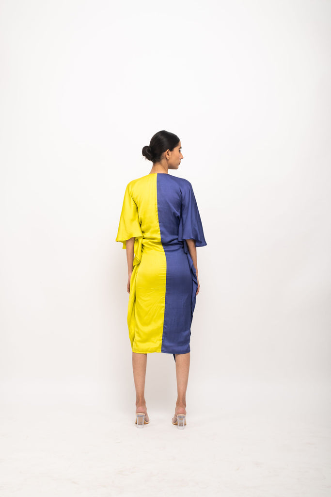 Bamboo Modal Silk Fitted Kaftan Dress with Rouching Detail- Colour blocked Kaftan Dress The Fairnest Bamboo Modal Silk Fitted Kaftan Dress with Rouching Detail- Colour blocked Kaftan Dress The Fairnest