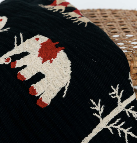 Embroidered Throw Blanket Black
