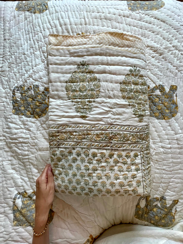 Honey Flower Handblock Printed Cotton Quilt