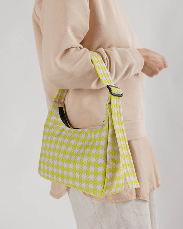 Mini Nylon Shoulder Bag Pink Pistachio Pixel Gingham