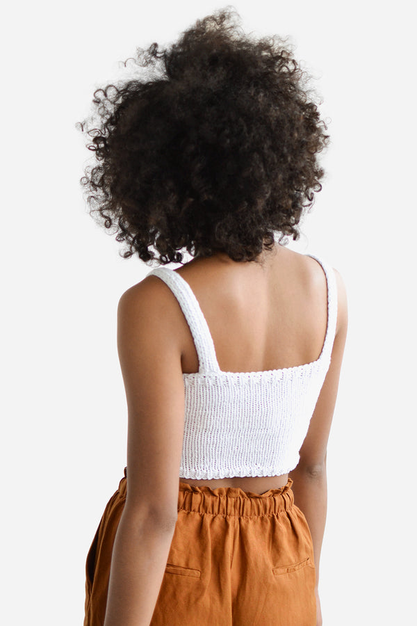 Square Neck Crop Top, Minimal Knit Top, Hand Knit Bralette Top