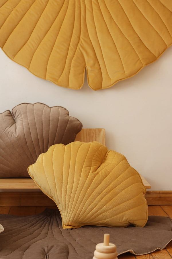 Honey Velvet Ginkgo Leaf Pillow