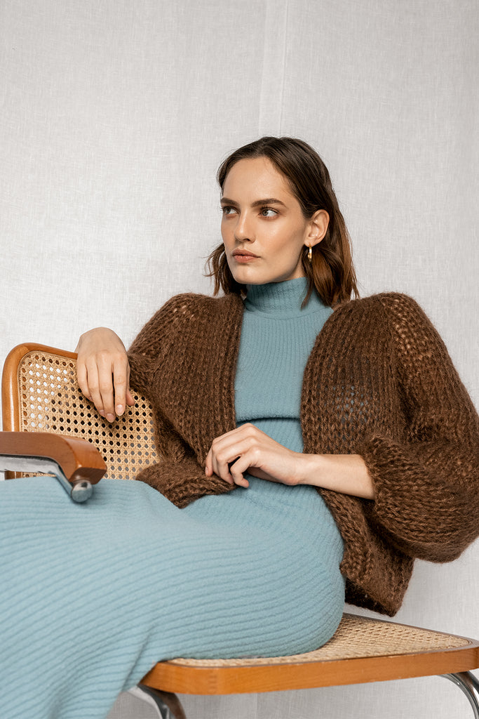 Airy Mohair Bomber — Hand Knit Mohair Cardigan - Plexida Knitwear