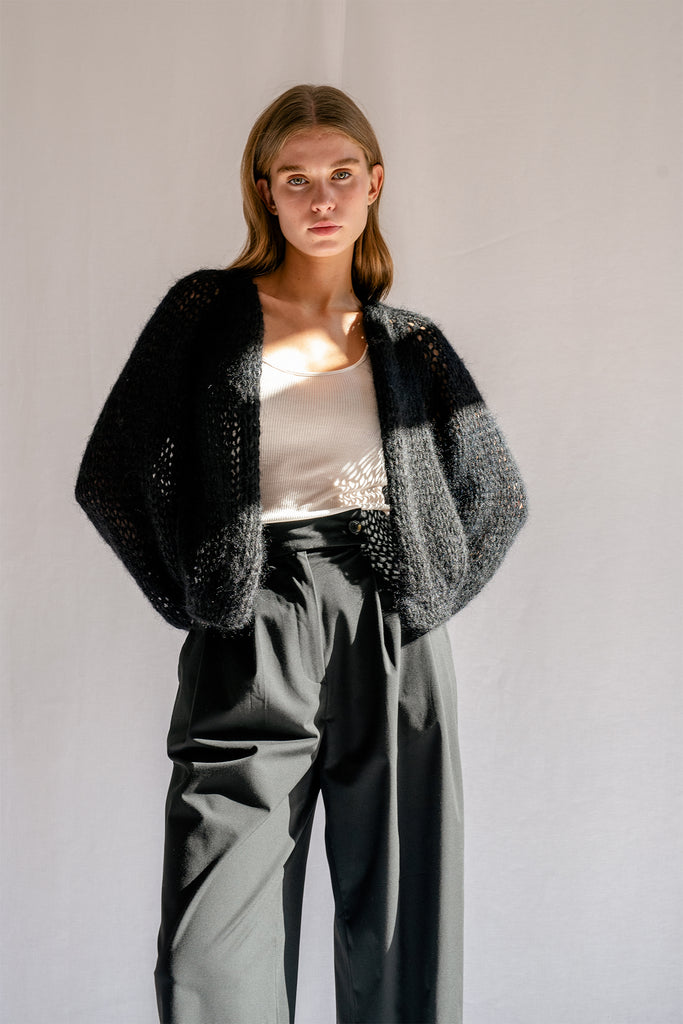 Airy Mohair Bomber — Hand Knit Mohair Cardigan - Plexida Knitwear