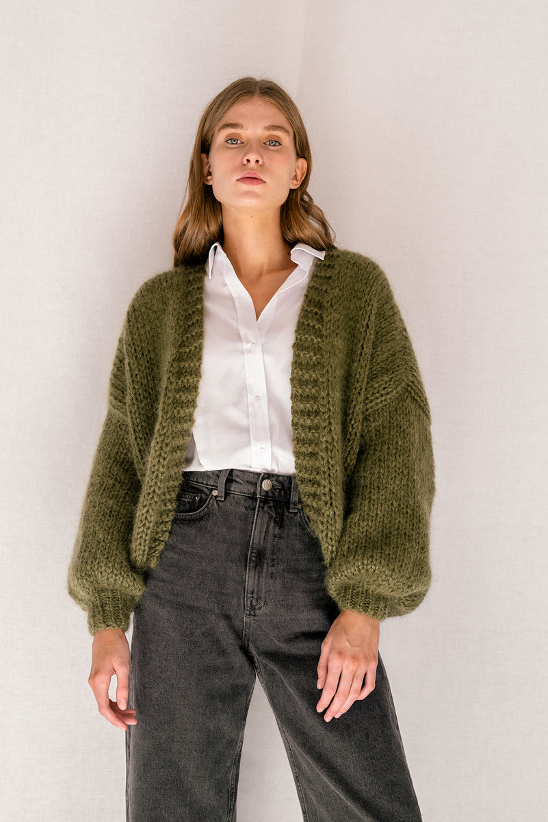 Mohair Bomber Cardigan, Off White Hand Knit, Chunky Knit Cardigan ...